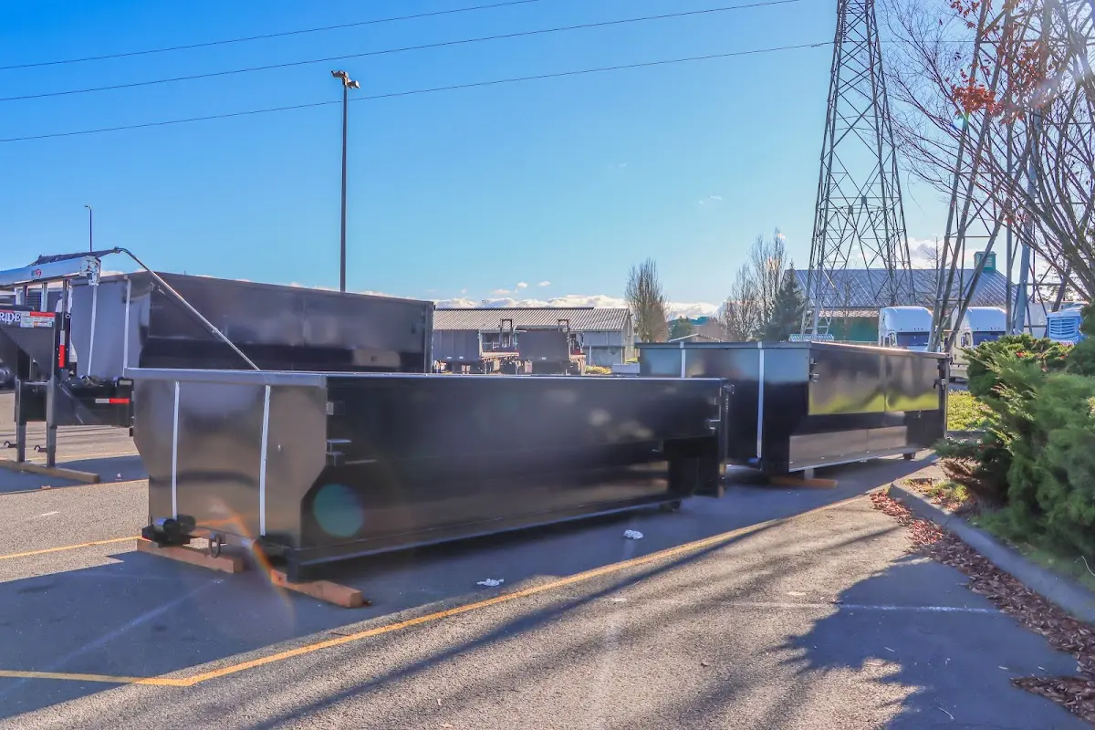 Roll-off dumpster ready for waste disposal at job site for 3 Yard Dumpster Rental in Roxbury